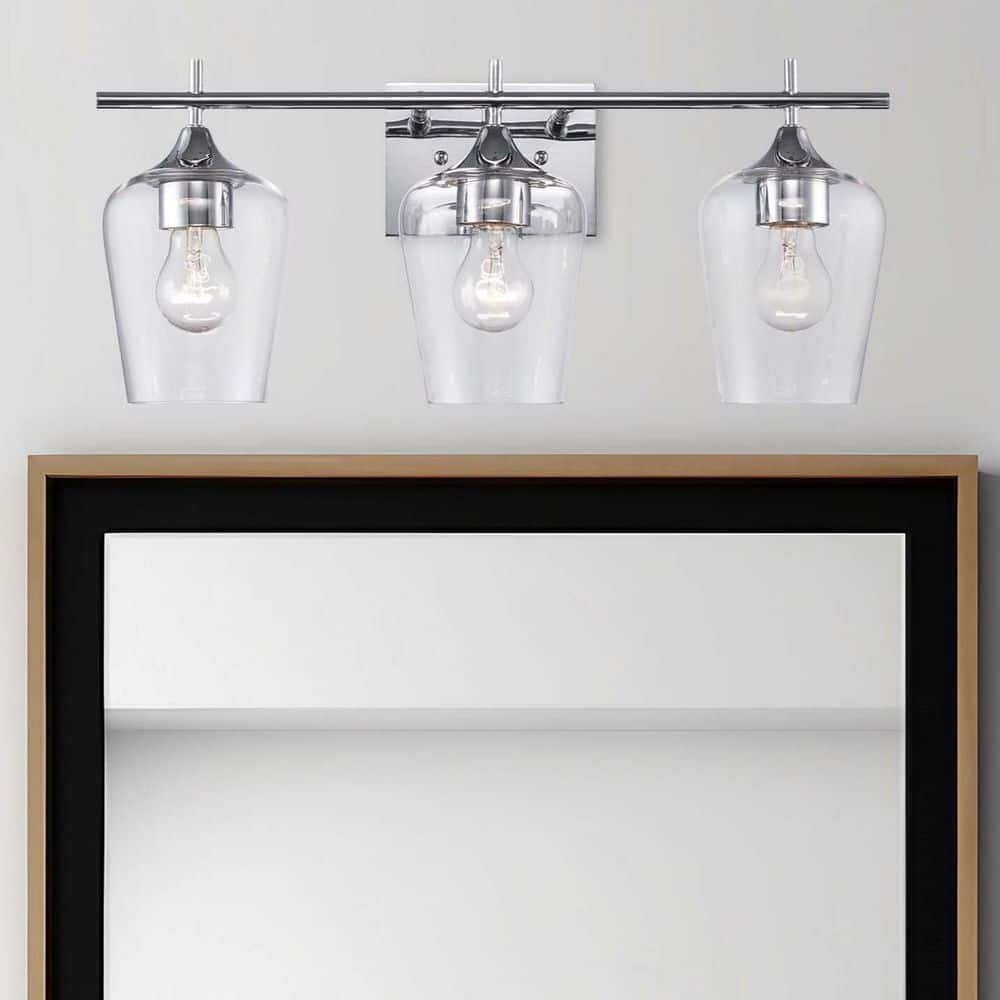 Kieran 21 in. 3-Light Polished Chrome Bathroom Vanity Light Fixture with Clear Glass Shades price history on PriceWatchPro