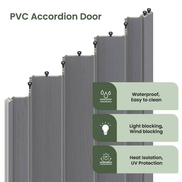 SOCBAZZAR 32 in. x 80 in. Gray Finished PVC Interior Folding