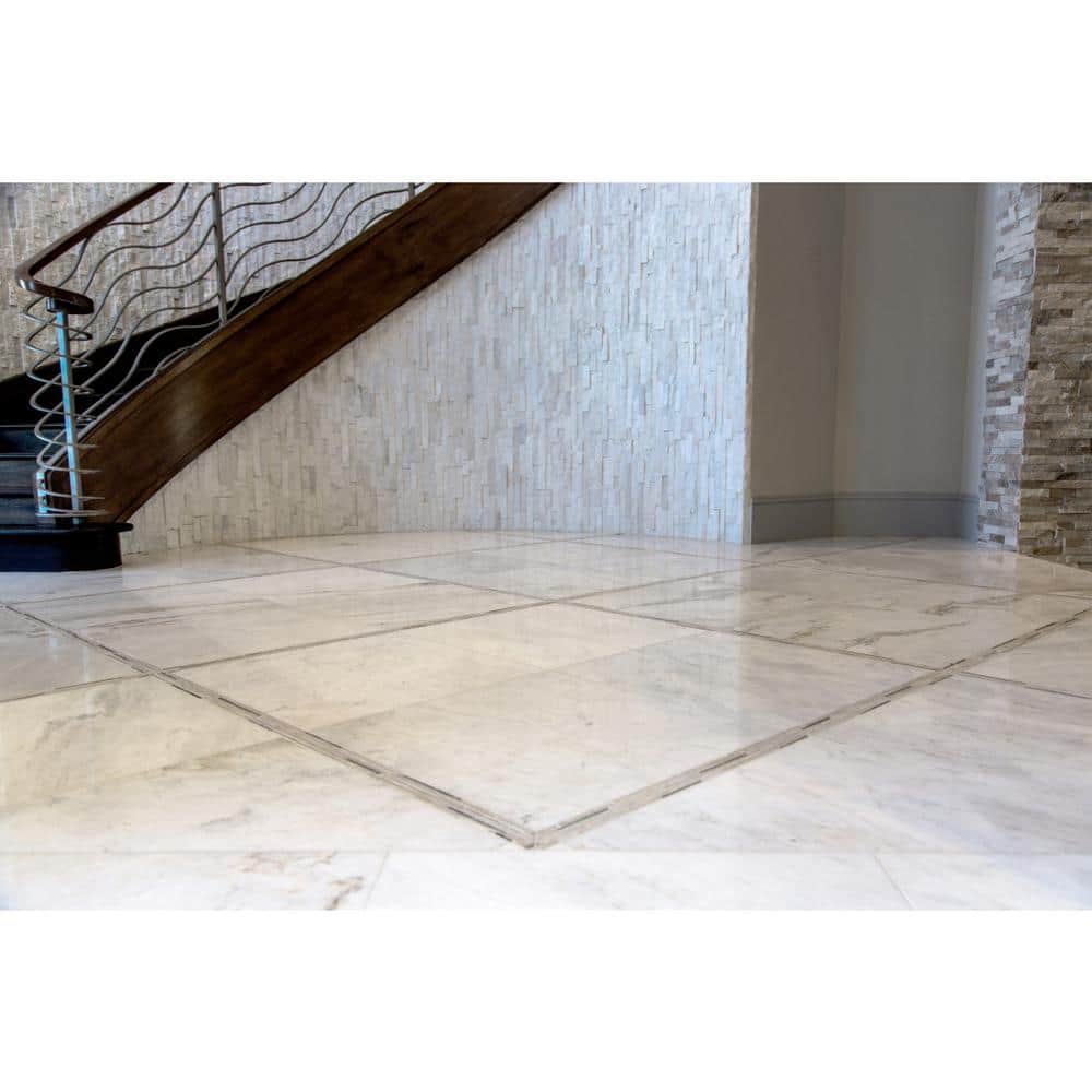 Kalta 12" x 24" Polished White Marble Look Tile