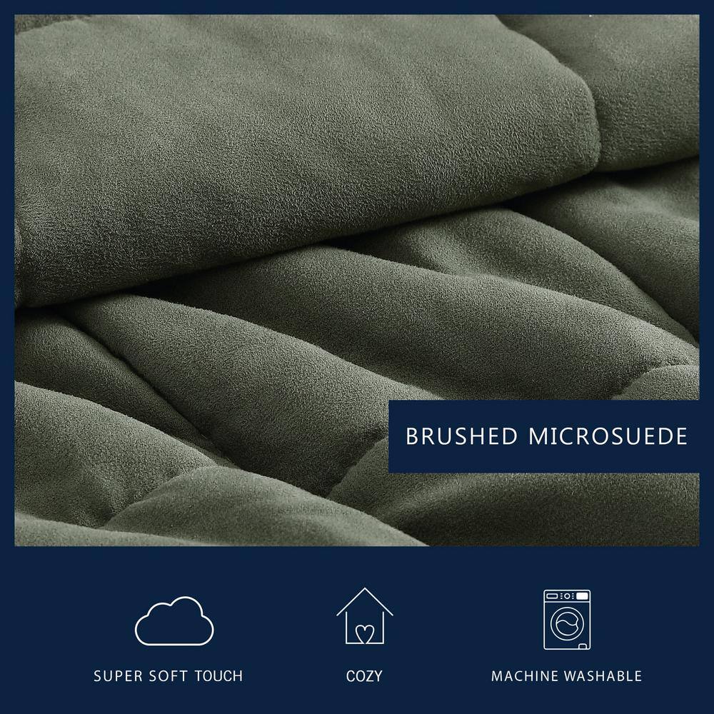 Hunter Green Microsuede and Sherpa Reversible Full Comforter Set