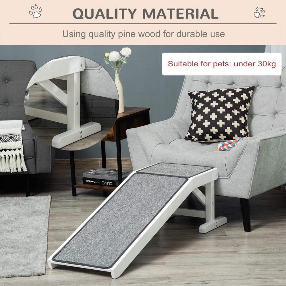White Pine Wood Pet Ramp with Non-Slip Carpet