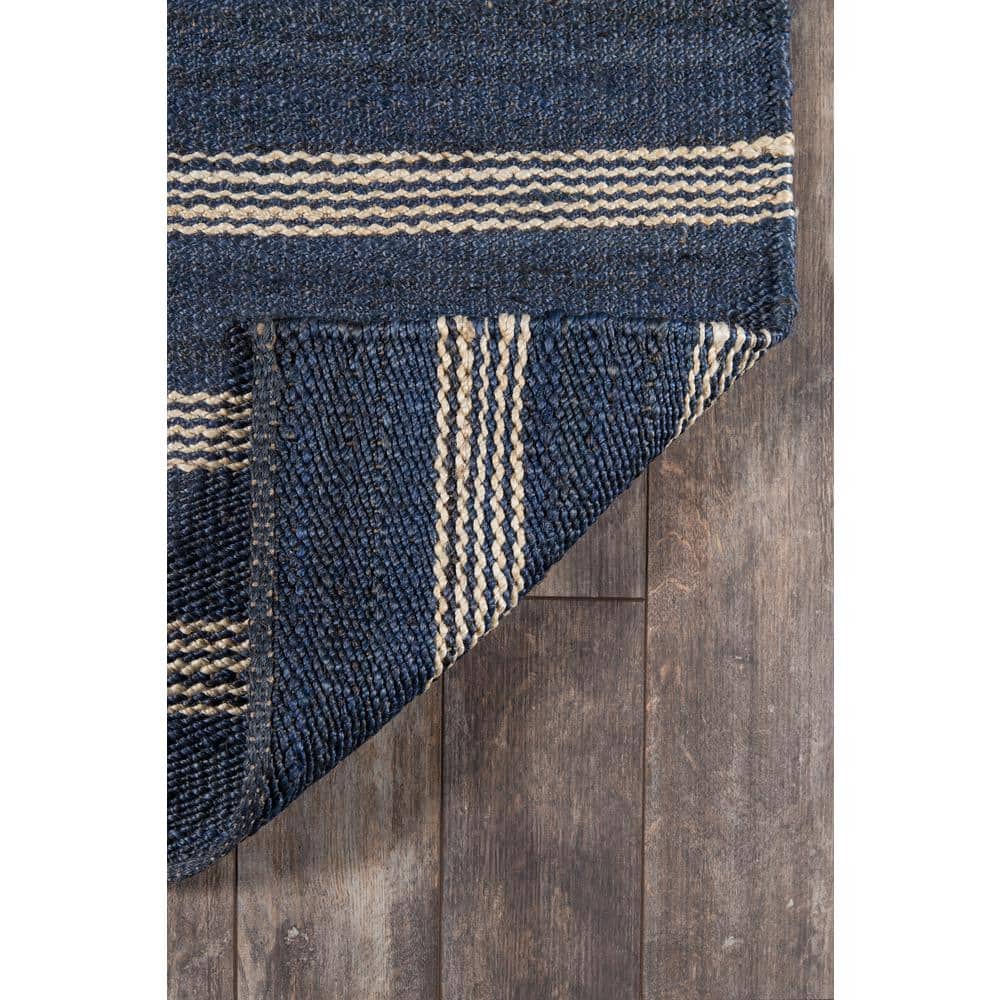 Handmade Navy Stripe 5' x 7' Jute Area Rug