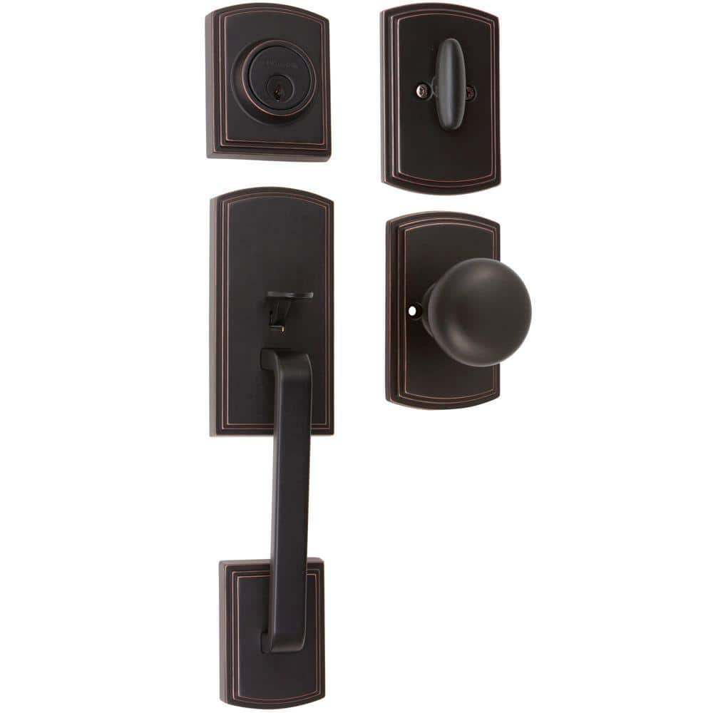 Visconti Edged Bronze Dummy Door Handleset with Santo Interior