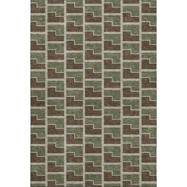 Mayfield Premium Machine Washable Abstract AMF2416 Chocolate 10 ft. x 14 ft. Area Rug