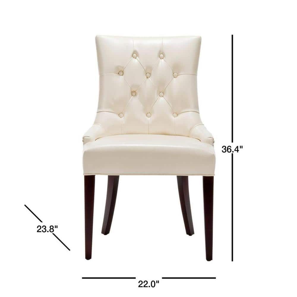 Transitional Amanda Slipper Chair in Flat Cream Leather and Wood