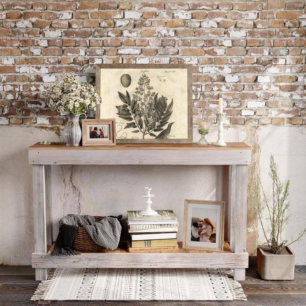 46 in. White Rectangular Rustic Wood Console Table Hand-Made