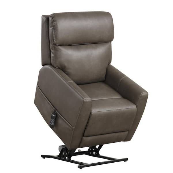 Furniture of America Hilltop Gray Leatherette Powered Recliner Lift Chair With Zone Heating and Patented Headrest System