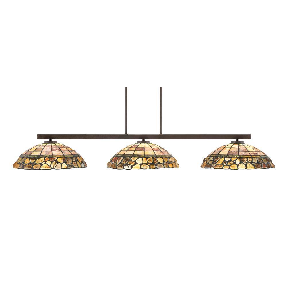Cottonwood 3-Light Dark Granite Light Chandelier with Cobblestone Art Glass