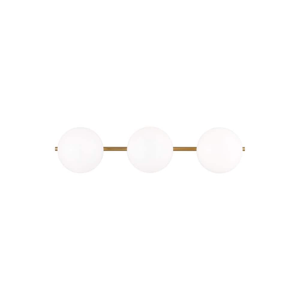 Burnished Brass and Milk White Glass 3-Light Vanity Fixture