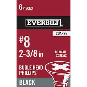 #8 x 2-3/8 in. Black Phillips Bugle-Head Drywall Screws (6 per Pack)