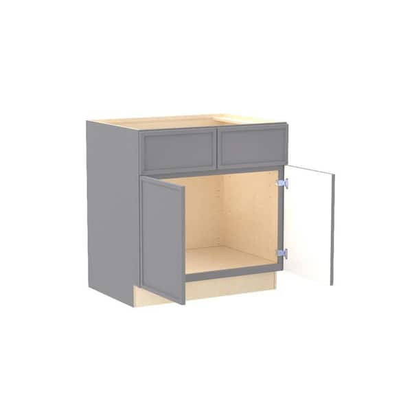 Franklin 33 in. W x 24 in. D x 34.5 in. H Assembled Plywood Sink Base Kitchen Cabinet in Veiled Gray with Soft Close