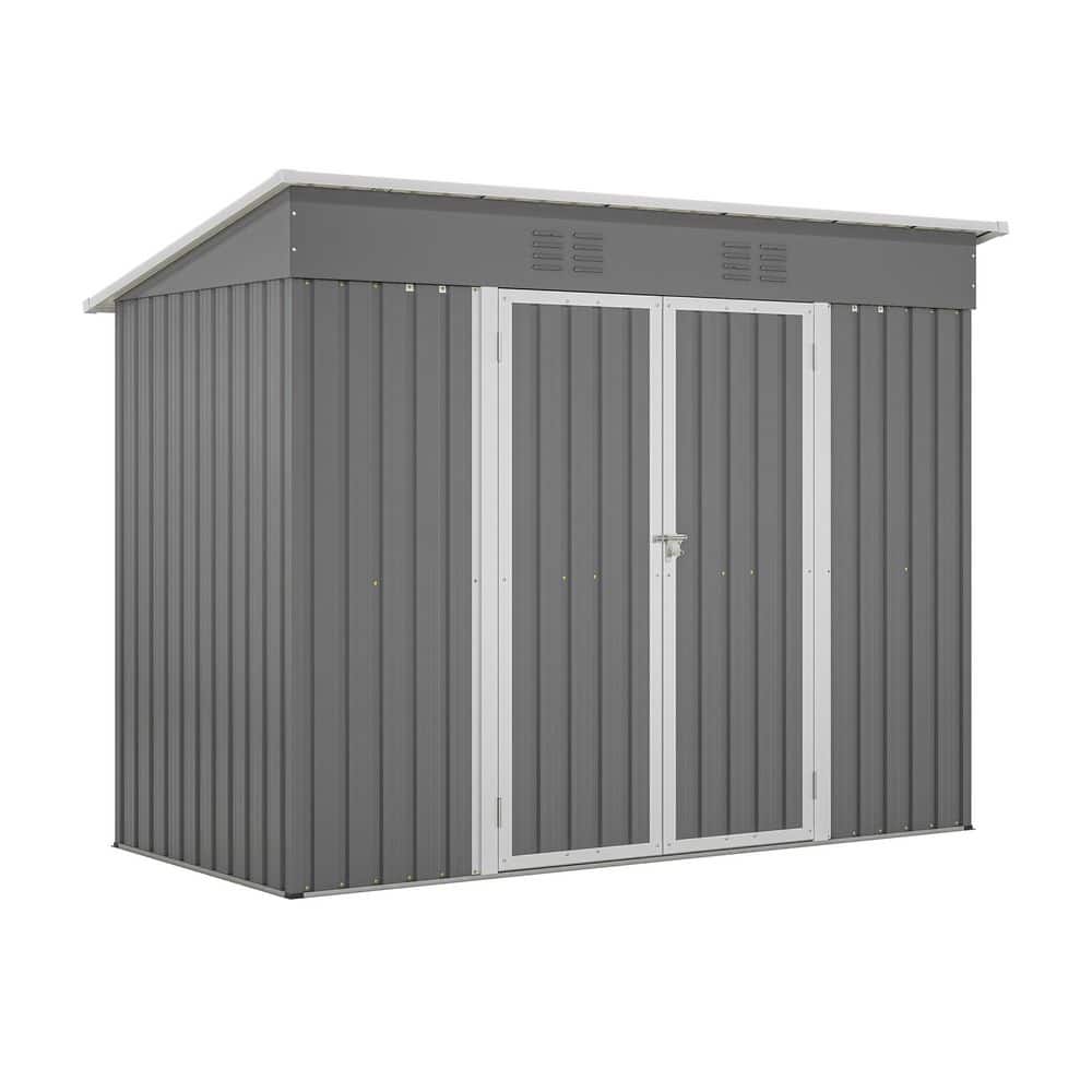 8 ft. W x 4 ft. D Metal Storage Shed, Waterproof Outdoor Storage Shed with Foundation, Gray price history on PriceWatchPro