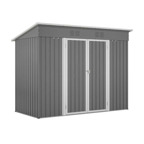8 ft. W x 4 ft. D Metal Storage Shed, Waterproof Outdoor Storage Shed with Foundation, Gray
