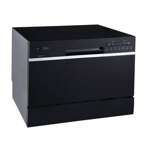 22 in. Wide 6-Place Setting Energy Star Rated Countertop Dishwasher - Black
