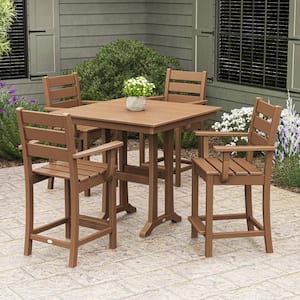 POLYWOOD Grant Park Slate Grey 5-Piece HDPE Plastic Arm Chair