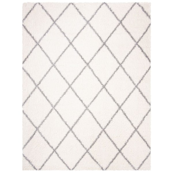 Parma Shag 10 ft. x 14 ft. Cream/Gray Geometric Area Rug
