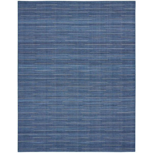 Nourison Interweave Navy 8 ft. x 10 ft. Solid Ombre Geometric Modern Area Rug