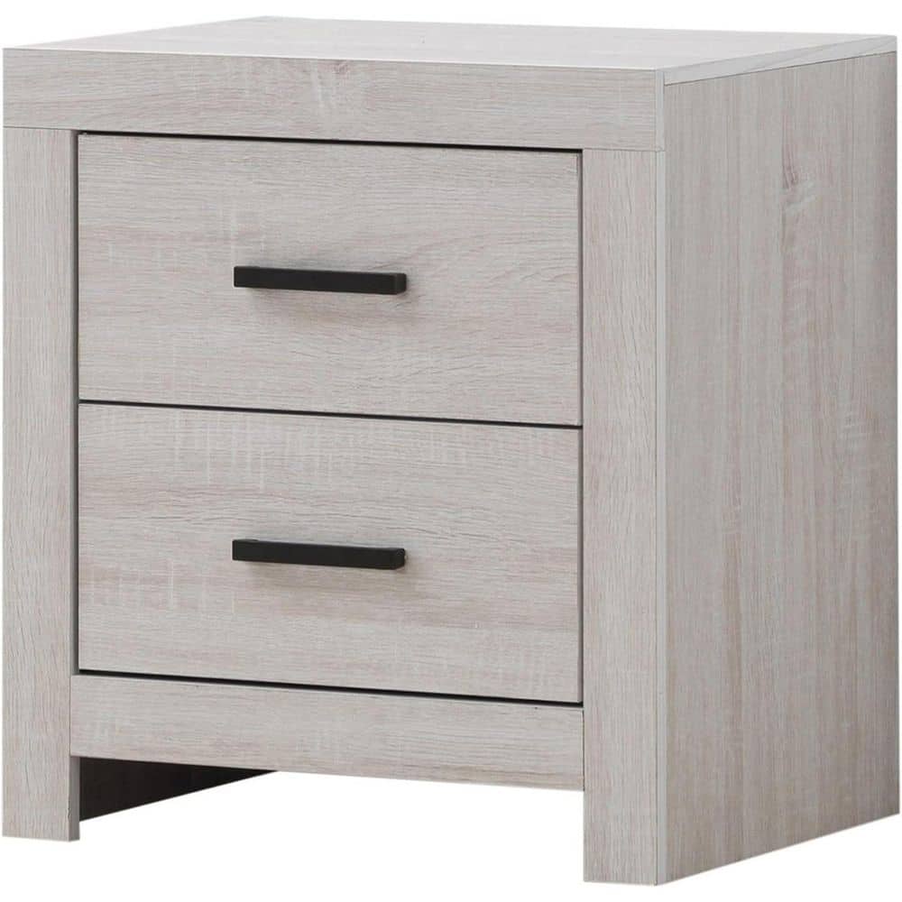 White 2 Drawer 21.75 in. W Nightstand with Sturdy Drawer Pulls