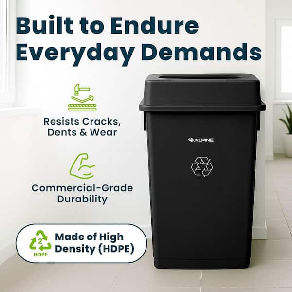 23 Gal. Black Vented Heavy-Duty Plastic Commercial Slim Garbage Trash Can with Swing Drop Shot Lid