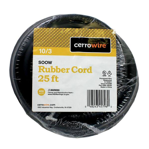 Cerrowire 25 ft. 10/3 600-Volt Black SOOW Cord