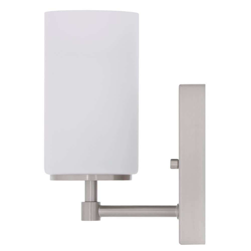 Alturas Brushed Nickel Cylinder Vanity Wall Sconce with Etched Glass