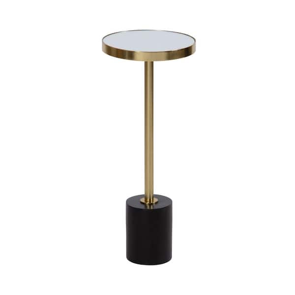 Kate and Laurel Hescott 10 in. Black Round Glass End Table