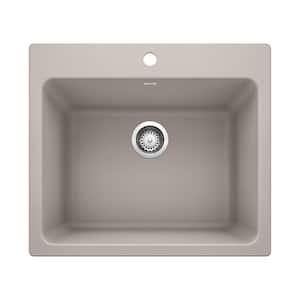 Liven 25 in. x 22 in. x 12 in. Granite Undermount Laundry Sink in Truffle