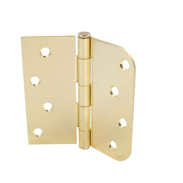 Everbilt 4 in. Square x 5/8 in. Radius Bright Brass Squeak-Free Door ...