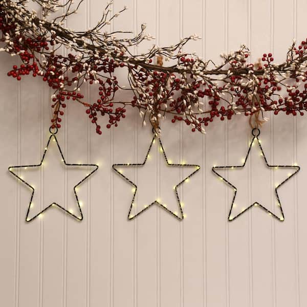 Lumabase Battery Operated Led Lighted Metal Stars Set Of 3 67903 Lumabase Battery Operated Led Lighted, Outdoor Lighted Metal Star