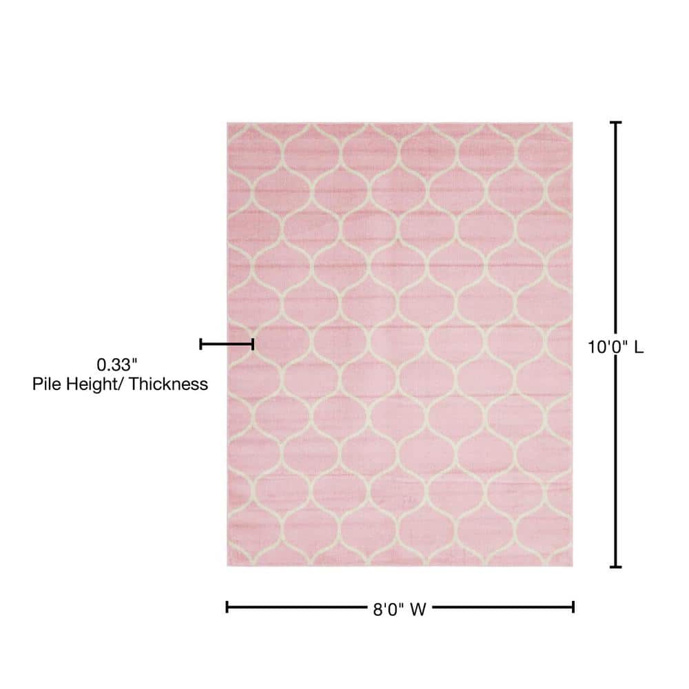 Pink Rectangular Stain-Resistant Synthetic Area Rug