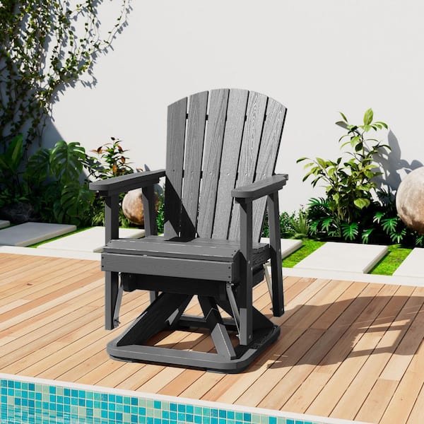 Plastic HDPE Resin Rocking Glider Chair Adirondack Swivel Outdoor Rocking Chair in Gray