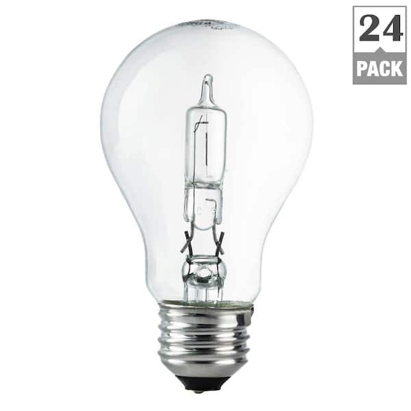EcoSmart 100-Watt Equivalent A19 Dimmable Clear Eco-Incandescent Light Bulb Soft White (24-Pack)