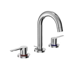 LB Series Two Handle Widespread 1.2 GPM Bathroom Sink Faucet with Drain Assembly, Polished Chrome