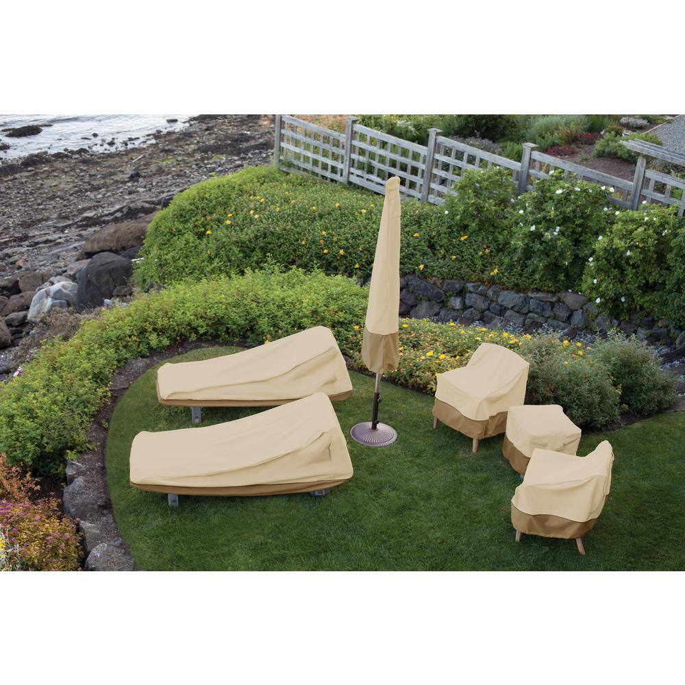 Tan and Brown Polyester Patio Chair Cover with Air Vents