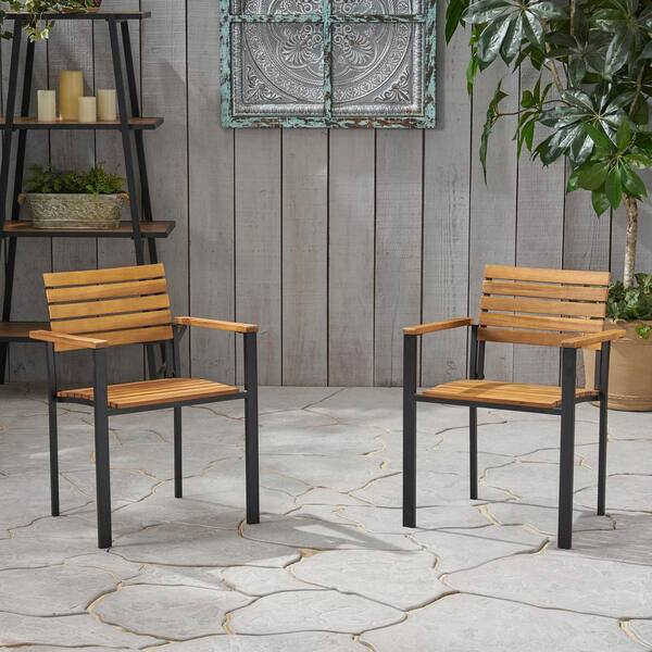 Laris Black Metal Outdoor Patio Dining Chair (2-Pack)