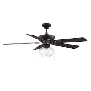 52 in. 1-Light Indoor Oil Rubbed Bronze Ceiling Fan with Clear Glass Shade and Remote Control