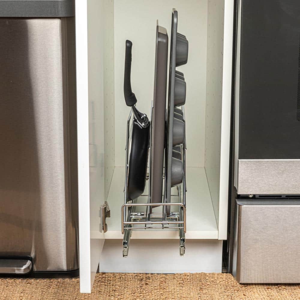 Chrome-Plated Steel Pull-Out Storage Organizer for Cookware