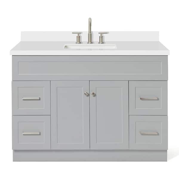 Hamlet 49 in. W x 22 in. D x 36 in. H Bath Vanity in Grey with Pure White Quartz Top