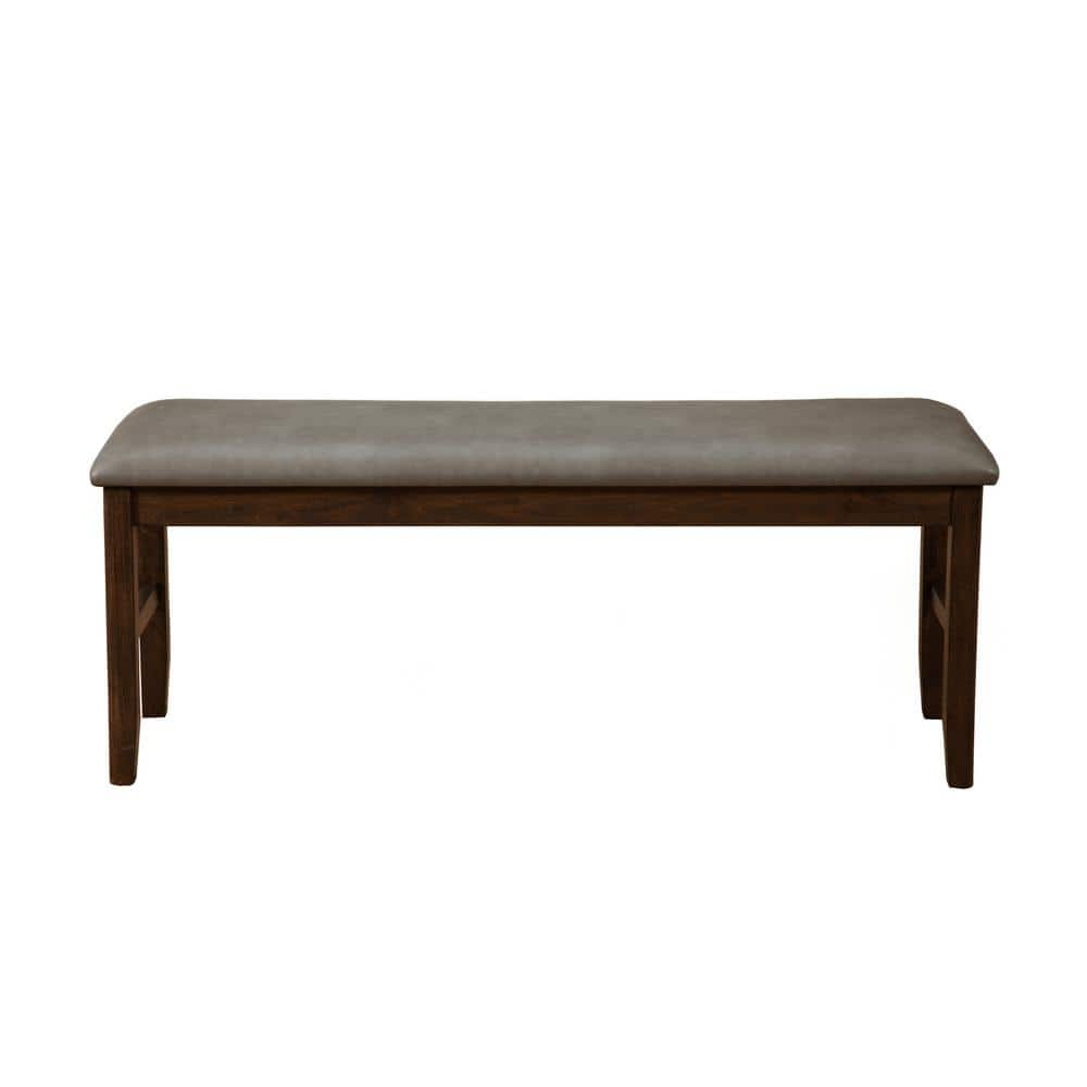 Rubberwood Dining Bench With Padded Upholstery Brown- Saltoro Sherpi