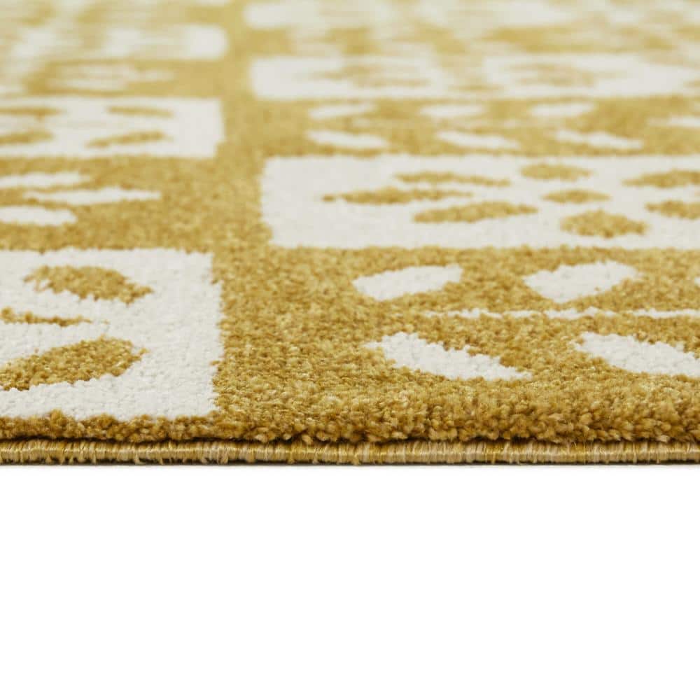 Karol Gold and White Floral Rectangular Kids Area Rug
