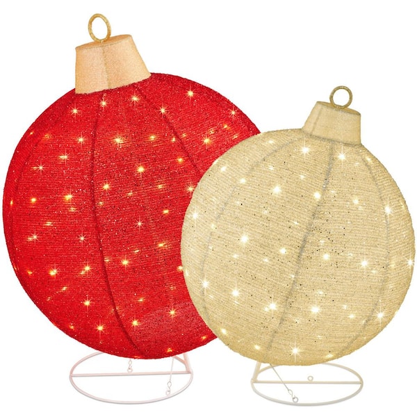2-Piece Lighted Pop-Up Christmas Ornament Outdoor Decoration with 180 LED Lights in Red/Gold