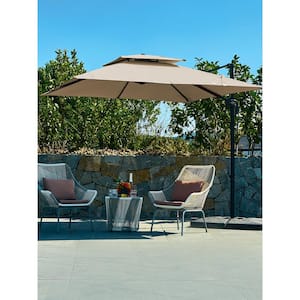 9 ft. 360° Rotation Cantilever Patio Umbrella With Cover And Crank in Beige