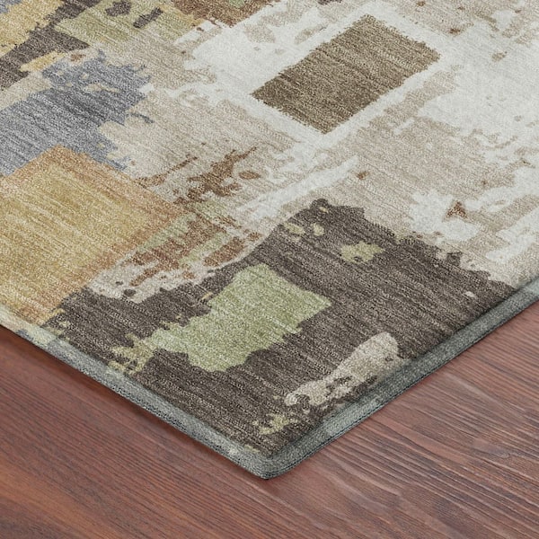 Mayfield Premium Machine Washable Abstract AMF2246 Brown 5 ft. x 7 ft. 6 in. Area Rug
