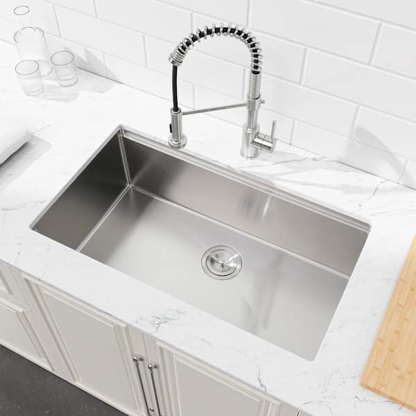 TMS 36 in. x 19 in. Undermount Single Bowl Stainless Steel Workstation Kitchen Sink with Accessories