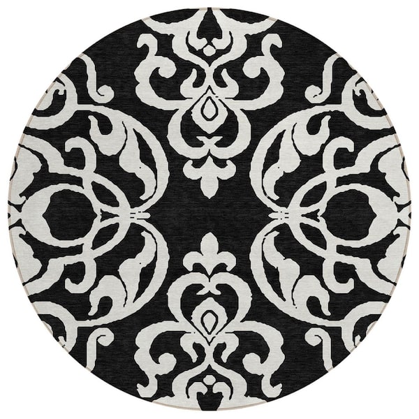 Addison Rugs Chantille Machine Washable Indoor/Outdoor Abstract ACN973 Black 8 ft. x 8 ft. Area Rug