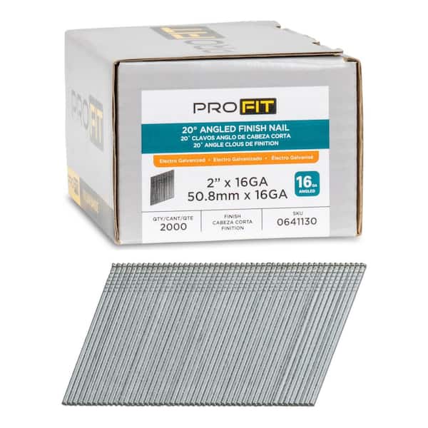 2 in. x 16GA 20° Galvanized Collated Finish Nails (2000-Per Box)