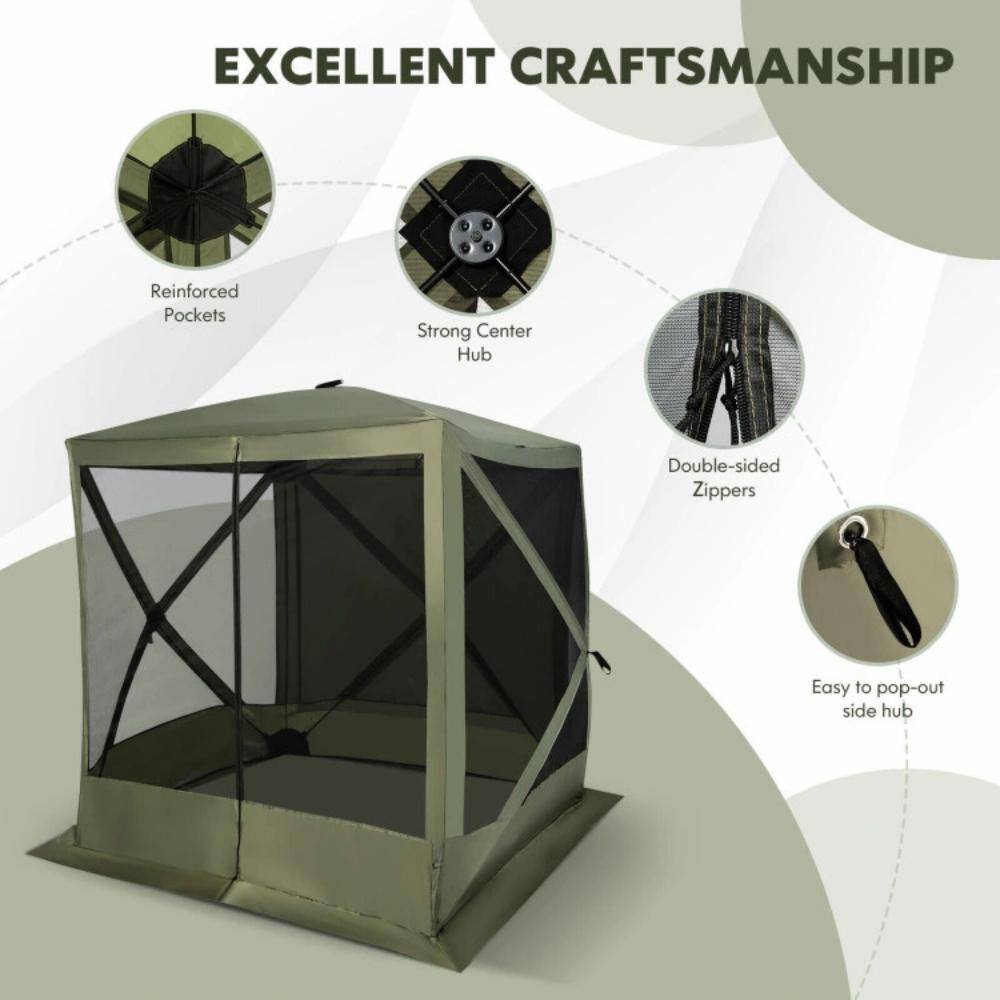 Green 6.7 ft x 6.7 ft Pop-Up Gazebo with Mesh Netting and Carry Bag
