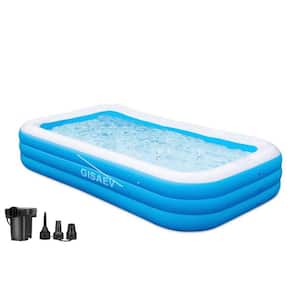 130 in. x 72 in. Rectangular 22 in. Thickened Blow Up Pool for Adults, Backyard Home Garden Lawn Outdoor with Pump
