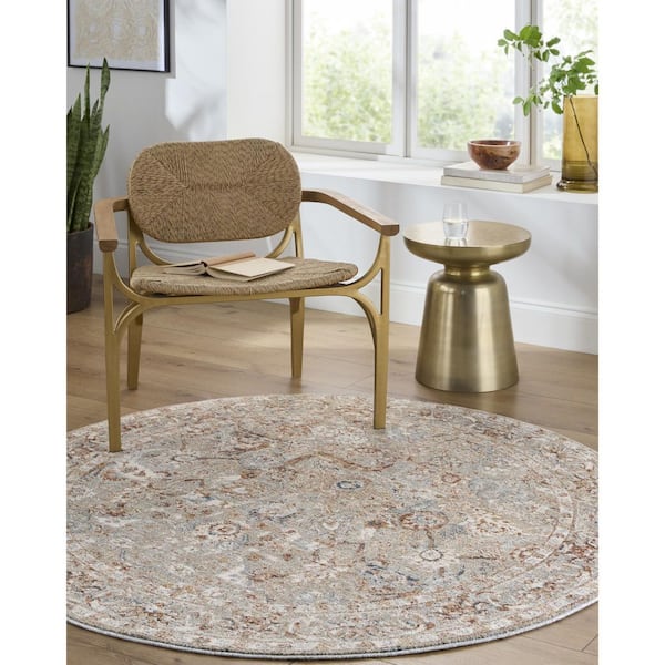 Poem Beige Traditional Oriental  2 ft. x 2 ft. Area Rug