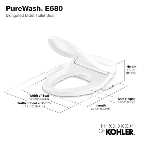 KOHLER Purewash E580 Round Electric Bidet Seat in White